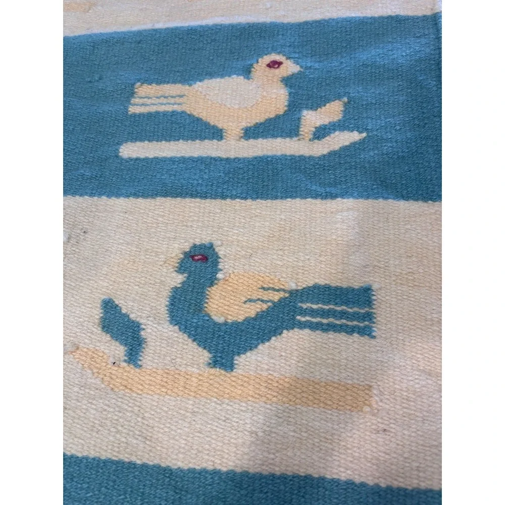 Vintage Handwoven Wool Zapotec Oaxaca Tapestry Rug Wall Hanging Rare